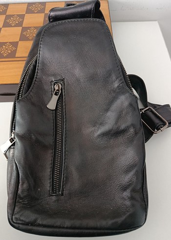 Siyah Deri Kadın Biker Çapraz Çanta - Görsel 2