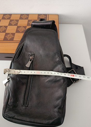 Siyah Deri Kadın Biker Çapraz Çanta - Görsel 7