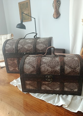 American Vintage Vintage Kahverengi Desenli Ahsap Sandik