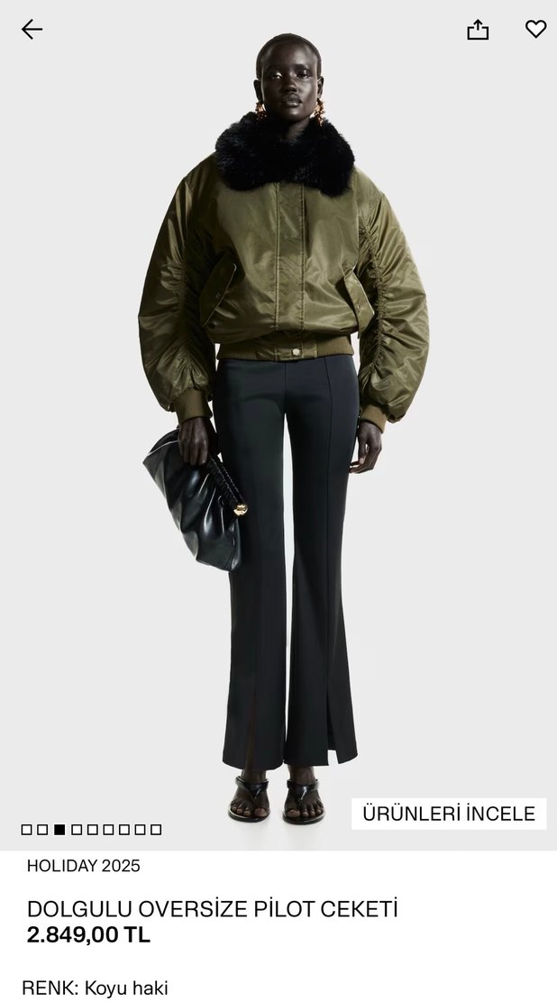 Kürk Detaylı Khaki Midi Kadın Ceket - Görsel 2