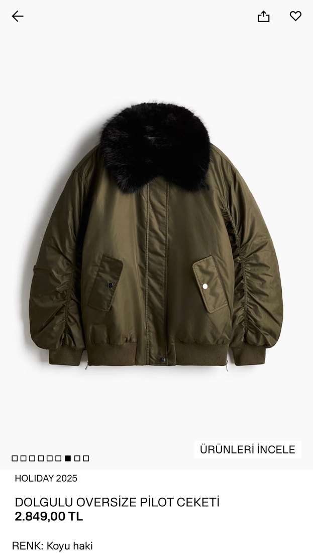 Kürk Detaylı Khaki Midi Kadın Ceket - Görsel 3