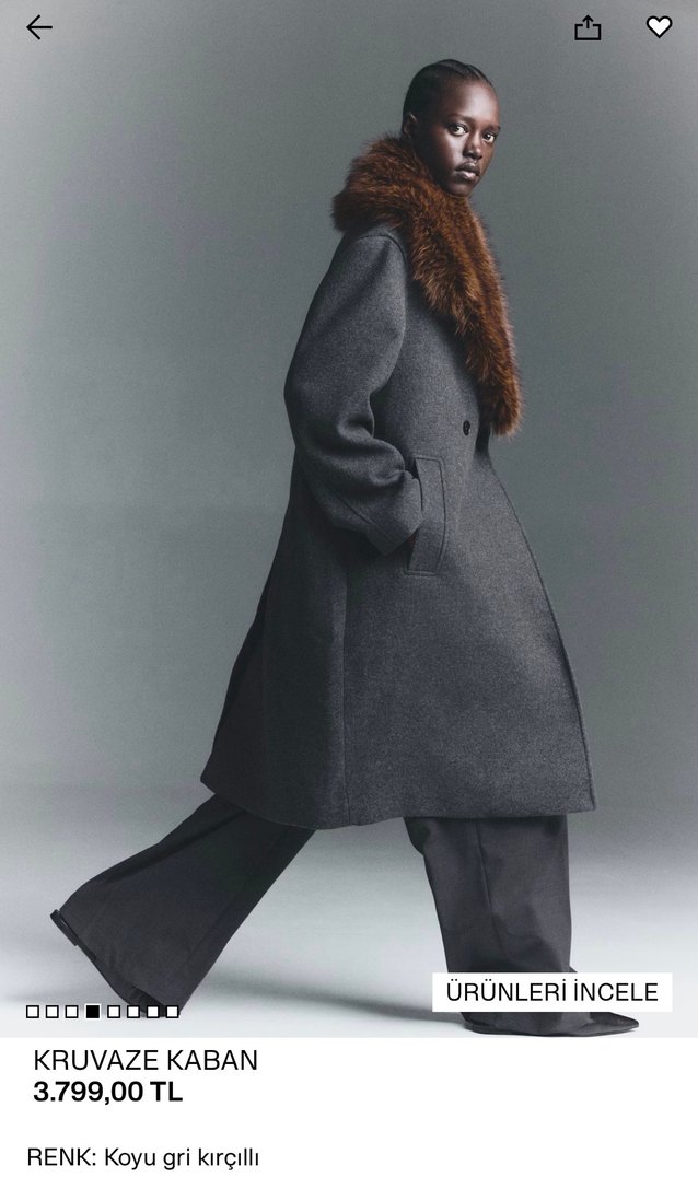 Kahverengi Kürk Detaylı Yün Midi Kaban - Görsel 2