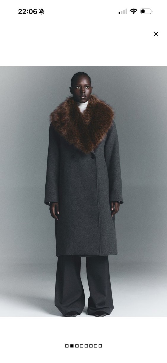 Kahverengi Kürk Detaylı Yün Midi Kaban - Görsel 5