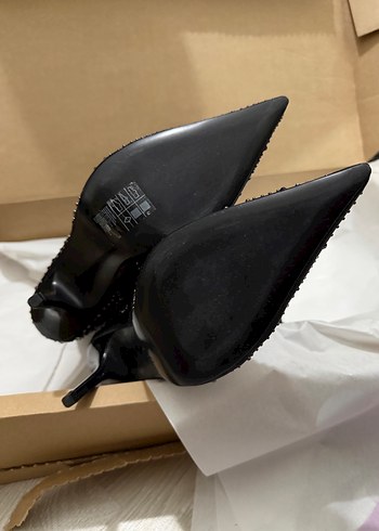 Siyah Taş İşlemeli Stiletto Topuklu Kadın Bot - Görsel 7