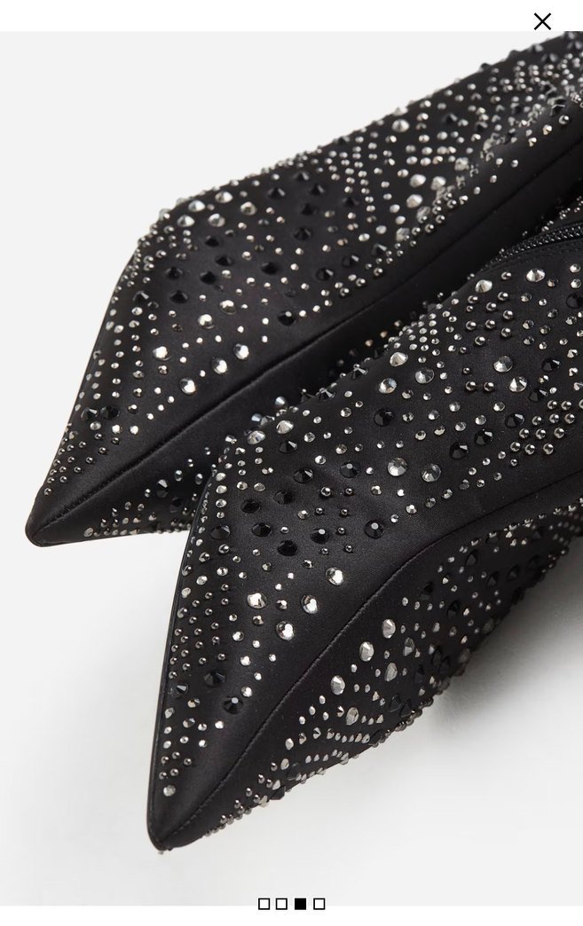 Siyah Taş İşlemeli Stiletto Topuklu Kadın Bot - Görsel 2