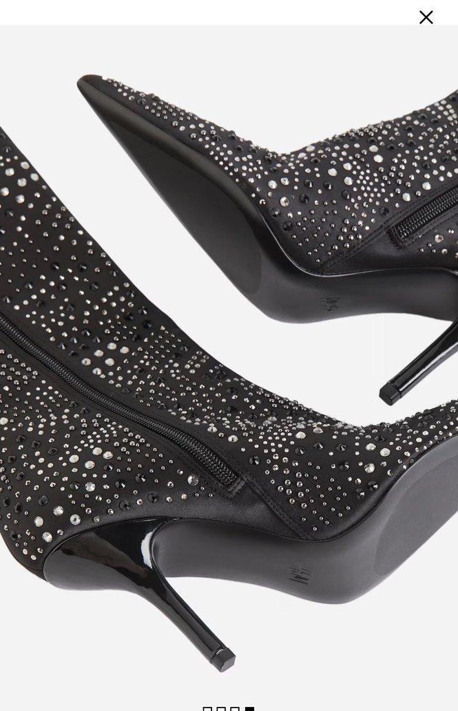 Siyah Taş İşlemeli Stiletto Topuklu Kadın Bot - Görsel 3