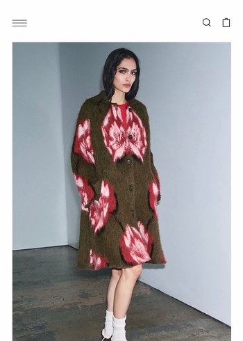 Bordo Bağlama Desenli Kadın Kürklü Midi Kaban - Görsel 8