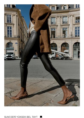 Deri Kadın Skinny Pantolon Camel Renk - Görsel 3