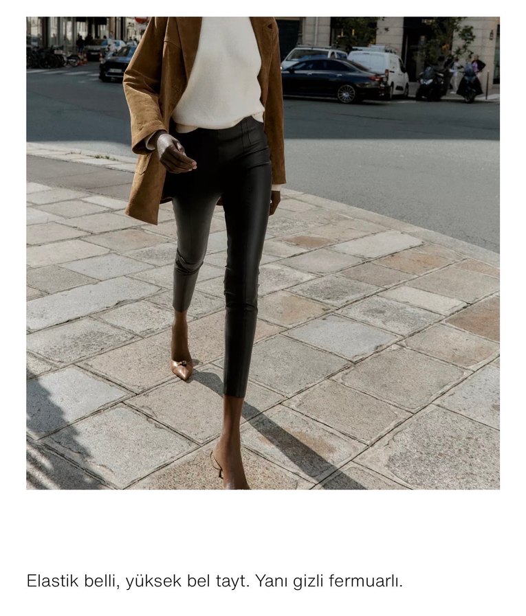 Deri Kadın Skinny Pantolon Camel Renk - Görsel 5