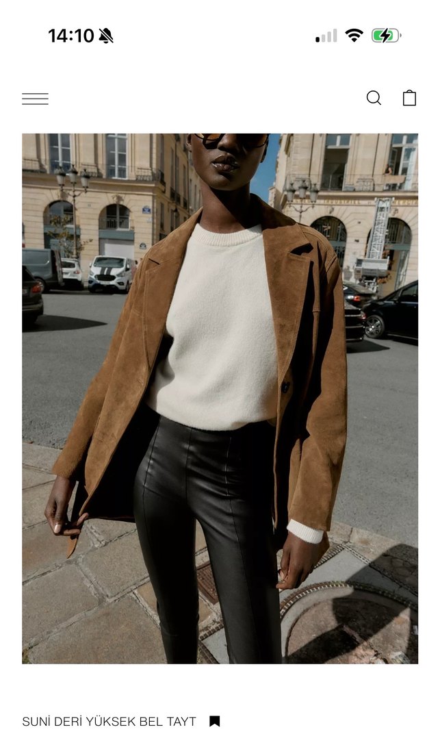 Deri Kadın Skinny Pantolon Camel Renk - Görsel 2