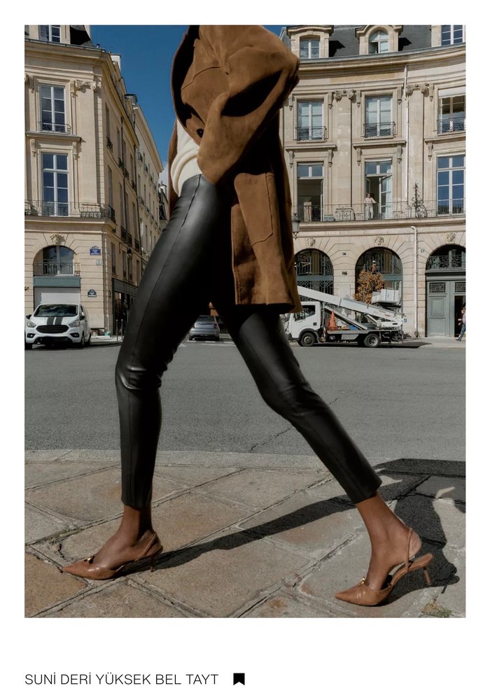 Deri Kadın Skinny Pantolon Camel Renk - Görsel 3