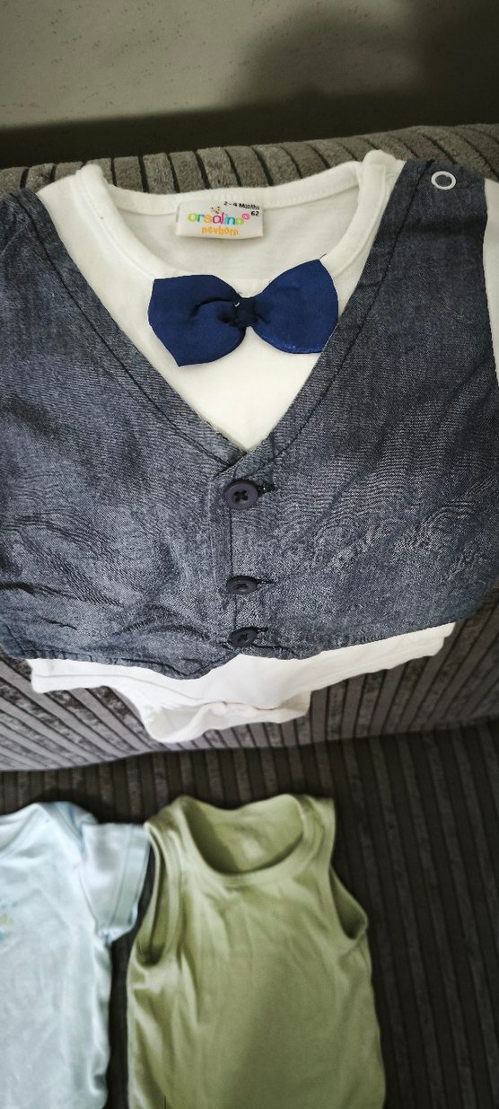 Gri Kısa Kollu Pamuklu Bebek Body - Görsel 4