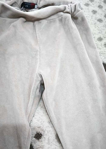 Gri Kadın Peluş Tayt, Normal Boy, Sıkı Kesim - Görsel 2