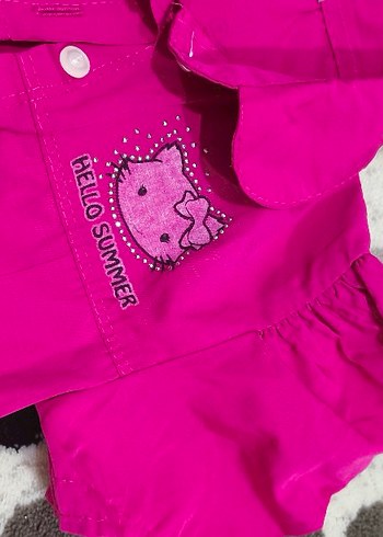 Pembe Kısa Kollu Kız Gömleği - Görsel 3