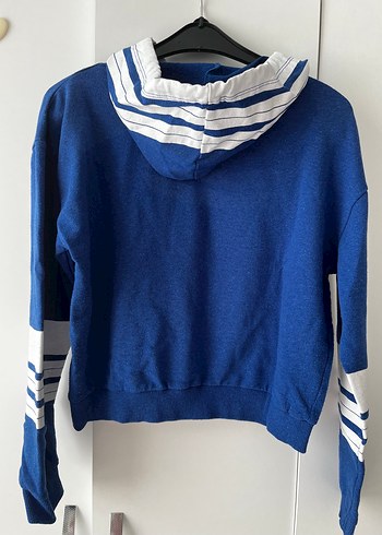Diğer Fullamoda Mavi Triko Kapüşonlu Kadın Sweatshirt