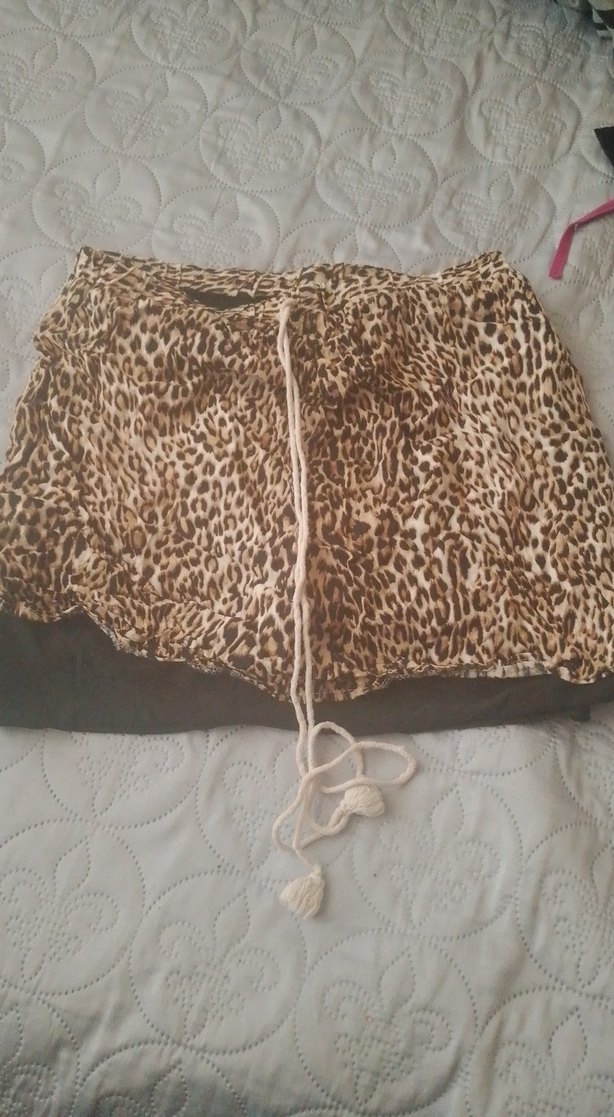 Kahverengi Leopar Desenli Mini Etek - Görsel 2