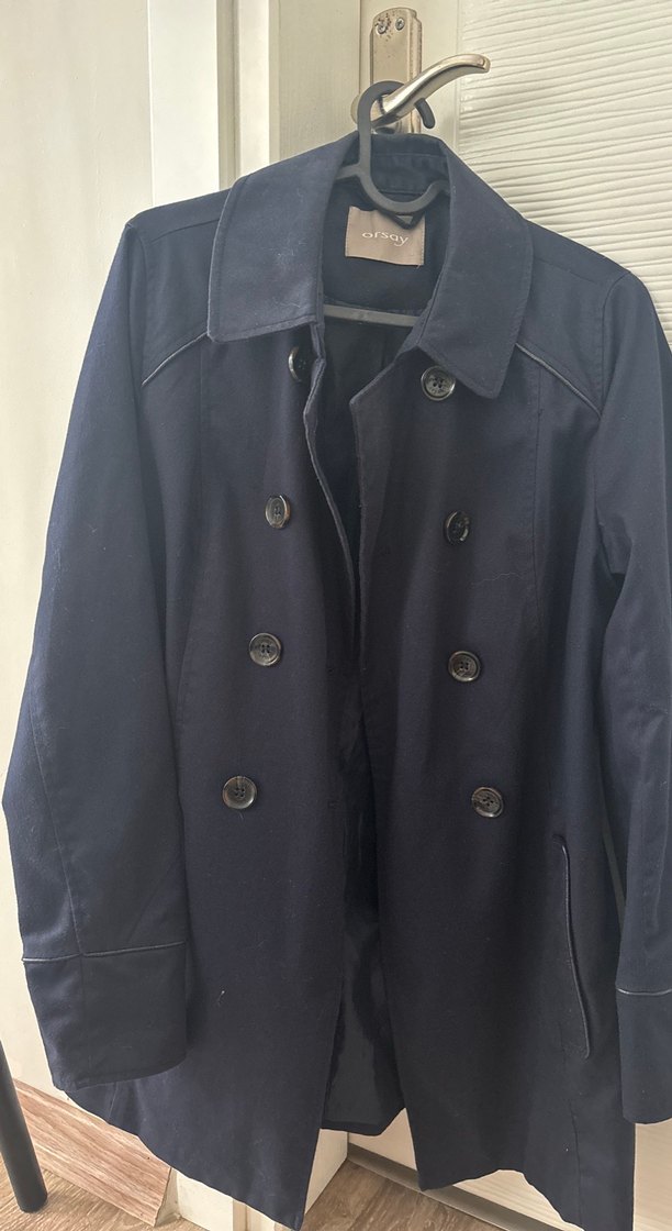 Düğmeli Lacivert Kadın Trençkot - Görsel 4