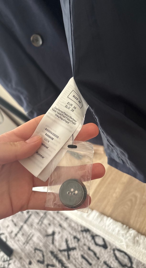 Düğmeli Lacivert Kadın Trençkot - Görsel 5