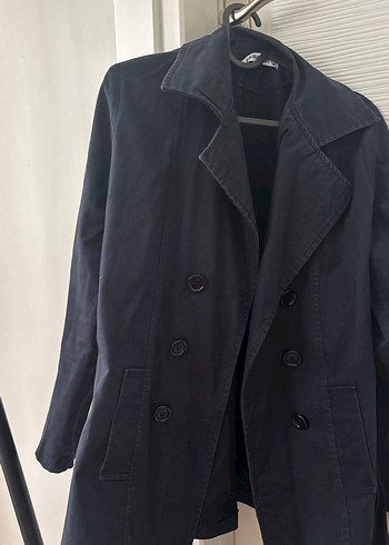 Düğmeli Kadın Denim Trençkot - Görsel 3