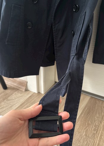 Düğmeli Kadın Denim Trençkot - Görsel 2