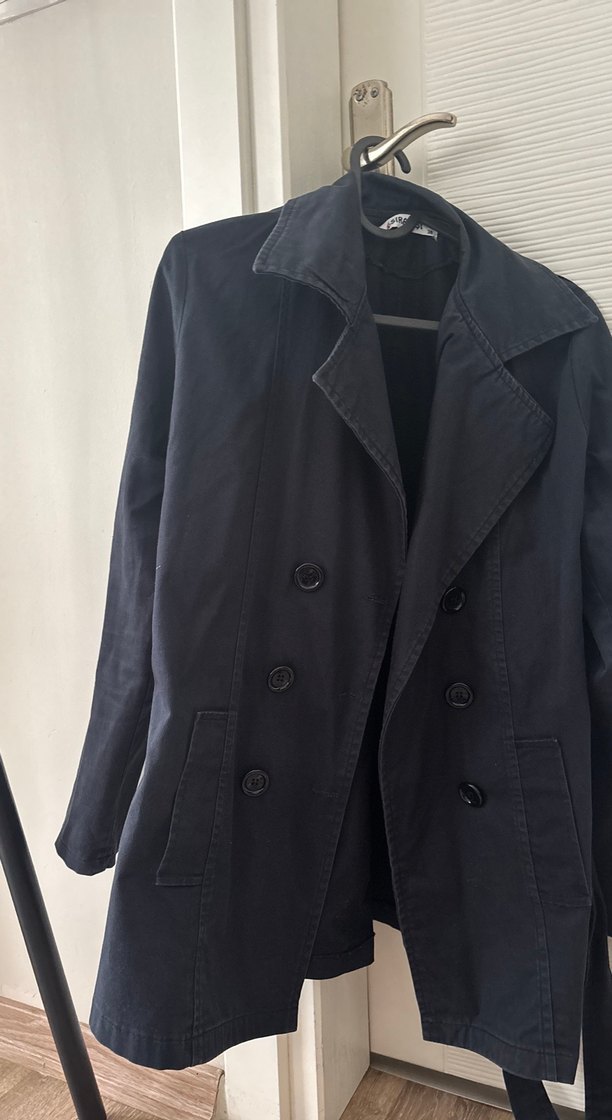 Düğmeli Kadın Denim Trençkot - Görsel 3