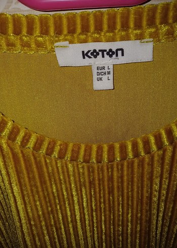 l Beden Koton Kadife Uzun Kollu Bluz