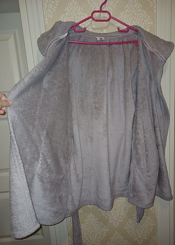 Defacto Gri Kapüşonlu Sabahlik Ev Giyim Kadın - Görsel 8