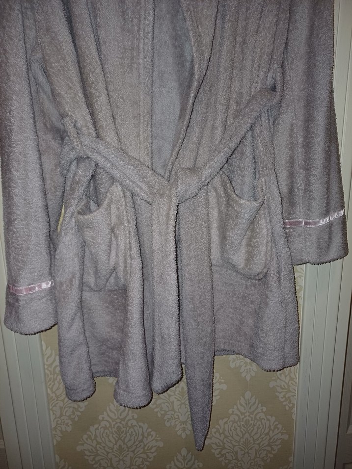 Defacto Gri Kapüşonlu Sabahlik Ev Giyim Kadın - Görsel 4
