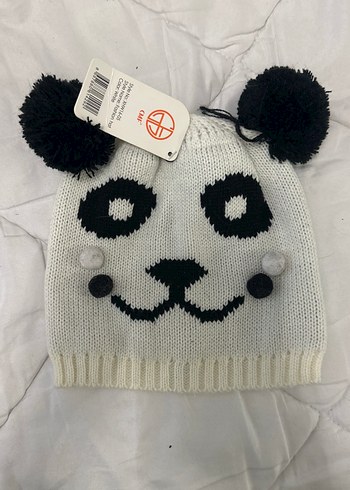 Çocuk Panda Desenli Örgü Bere