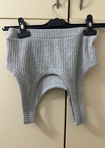 Alo Gri Örgü Sokak Stili crop - Görsel 2