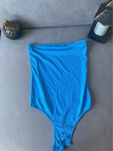 Mavi straplaz bodysuit