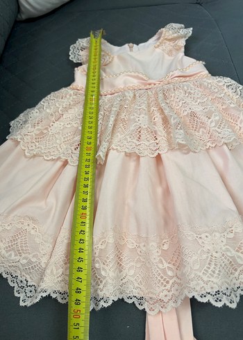 Kız Çocuk Pudra Rengi Dantelli Elbise - Görsel 6