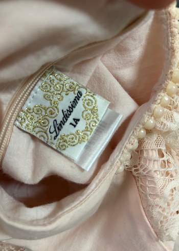 Kız Çocuk Pudra Rengi Dantelli Elbise - Görsel 5