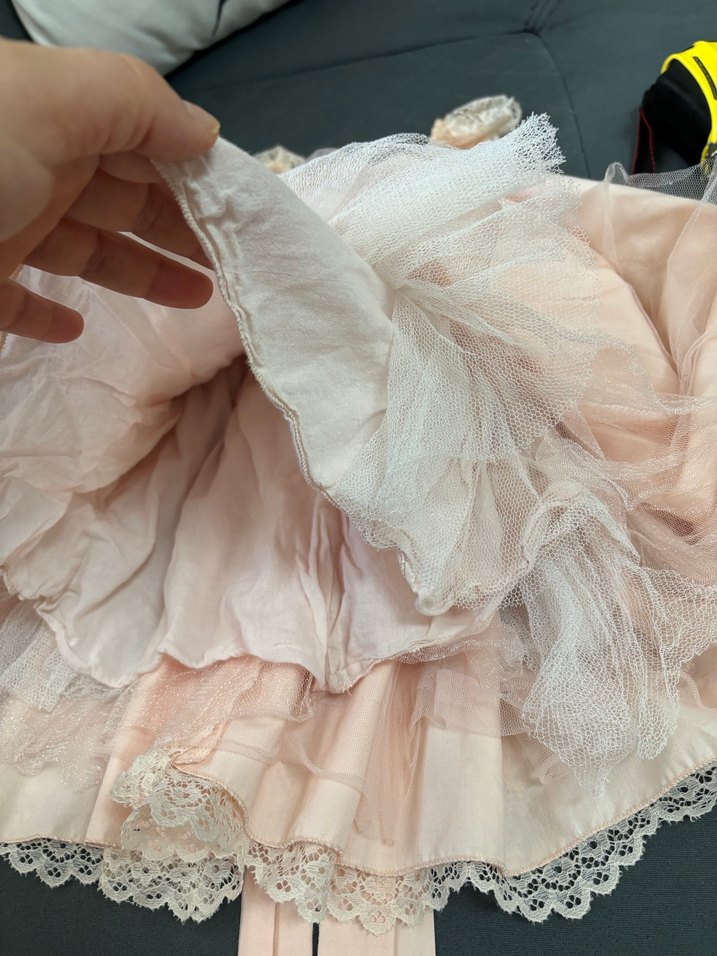 Kız Çocuk Pudra Rengi Dantelli Elbise - Görsel 4