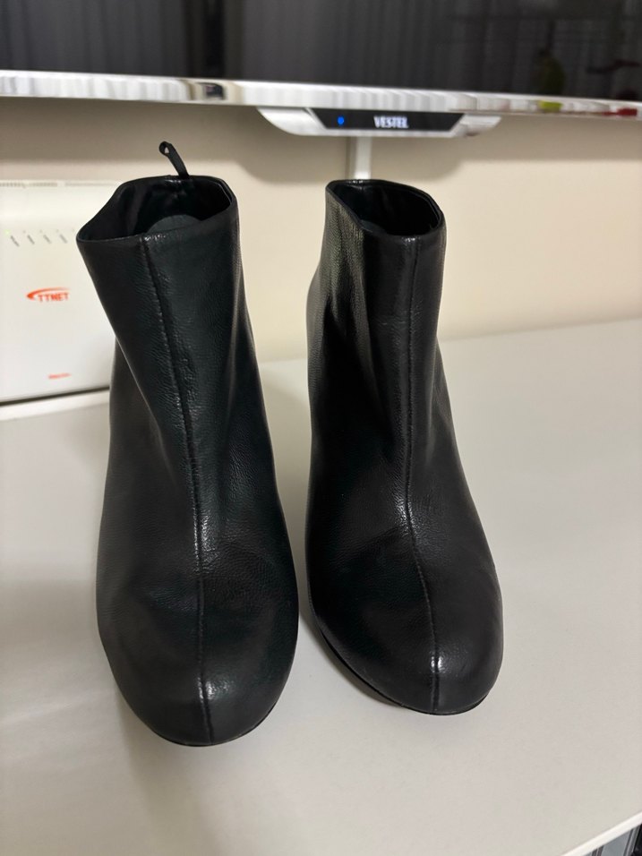 Siyah Deri Stiletto Topuklu Kadın Bot - Görsel 2