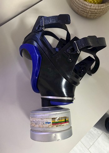 Tam Yüz Gaz Maskesi Siyah-Mavi - Görsel 2