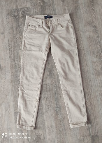 Bej Regular Fit Keten Pantolon