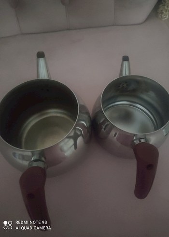 Beden bordo Renk Bordo Kulplu Çelik Çaydanlık Seti