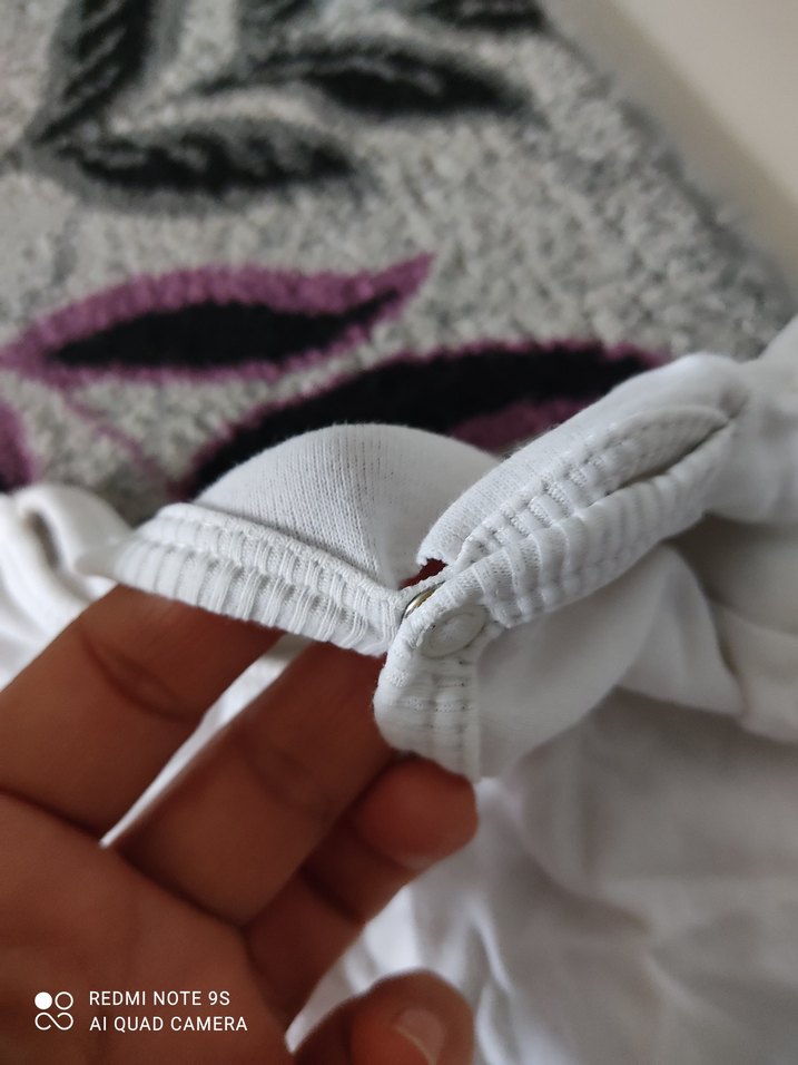 Beyaz Bebek Body, Kısa Kollu, Pamuklu - Görsel 5