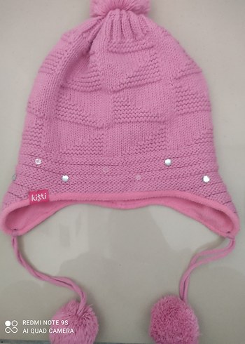 Pembe Nakışlı Örgü Çocuk Bere - Görsel 2