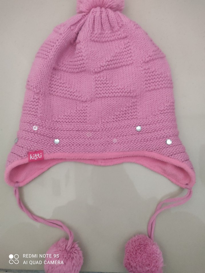 Pembe Nakışlı Örgü Çocuk Bere - Görsel 2