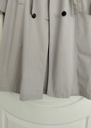 Kadın Gri Uzun Kuşaklı Trençkot - Görsel 8