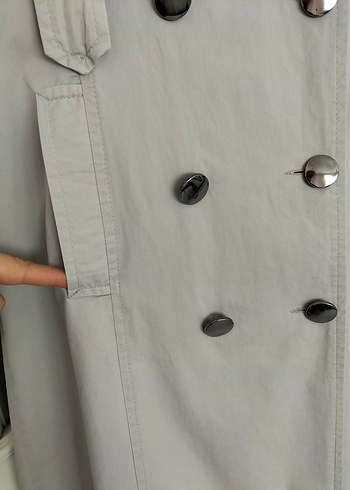 Kadın Gri Uzun Kuşaklı Trençkot - Görsel 11