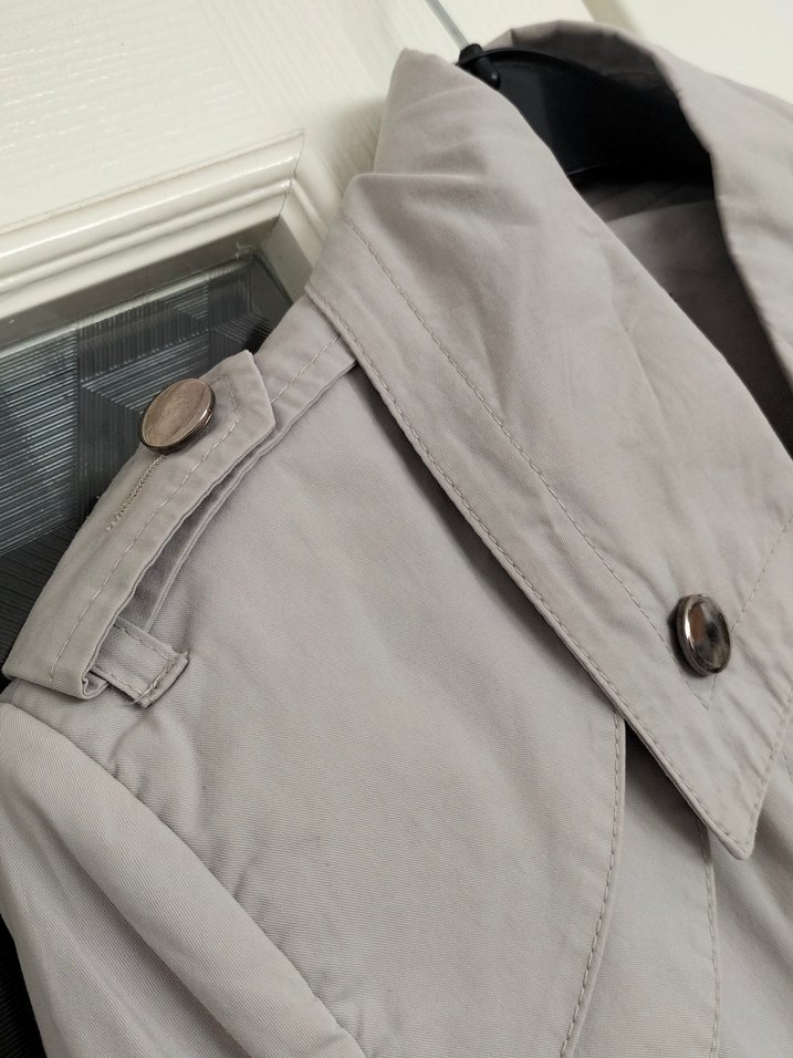 Kadın Gri Uzun Kuşaklı Trençkot - Görsel 5