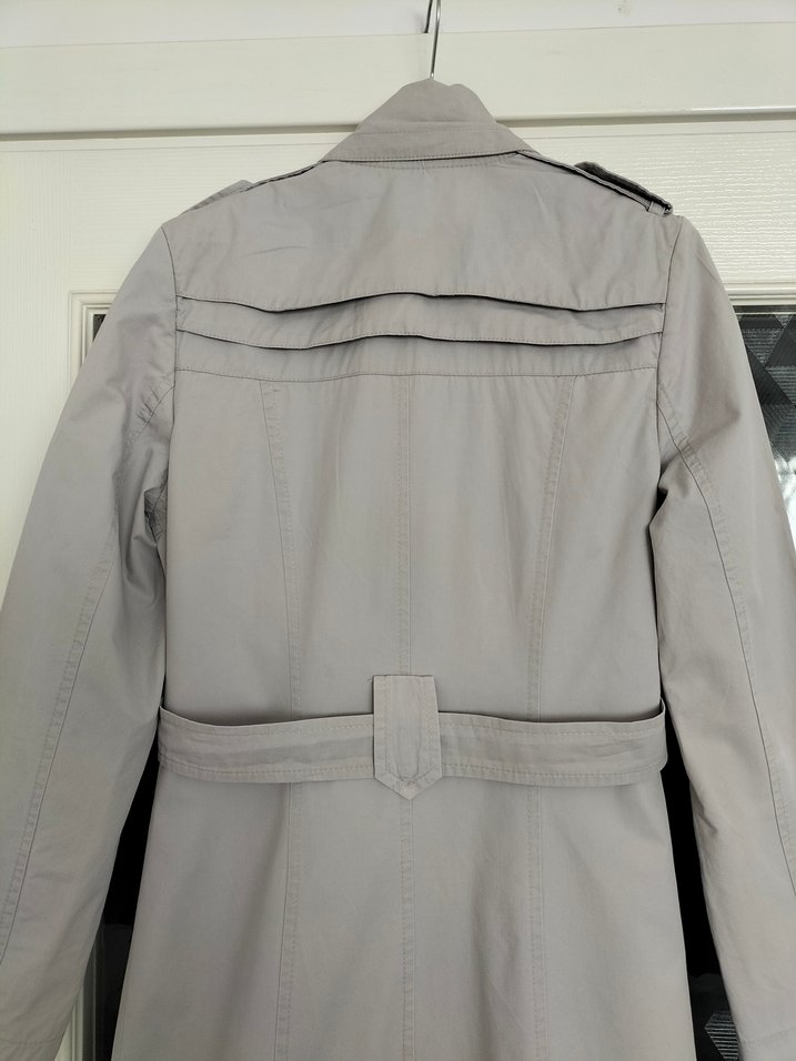 Kadın Gri Uzun Kuşaklı Trençkot - Görsel 4