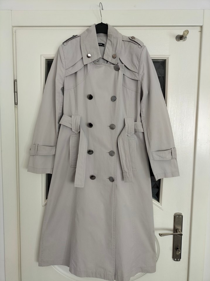 Kadın Gri Uzun Kuşaklı Trençkot - Görsel 3