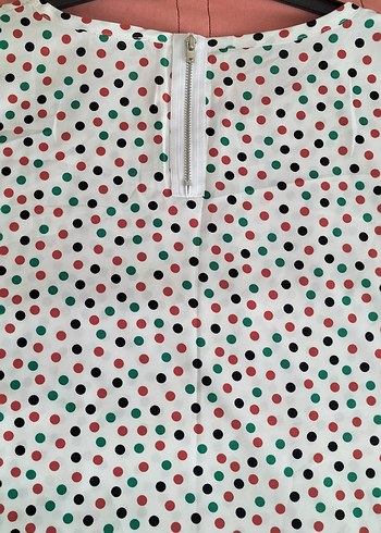 Puantiyeli Kısa Kollu Bluz - Görsel 8