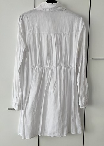 Düğmeli Beyaz Keten tunik - Görsel 6