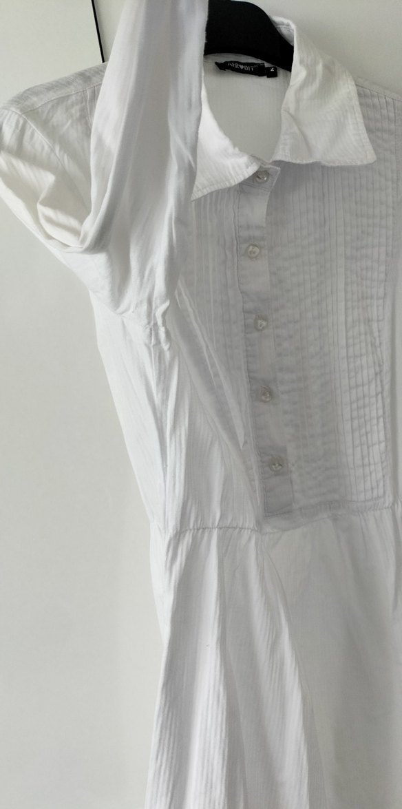 Düğmeli Beyaz Keten tunik - Görsel 5