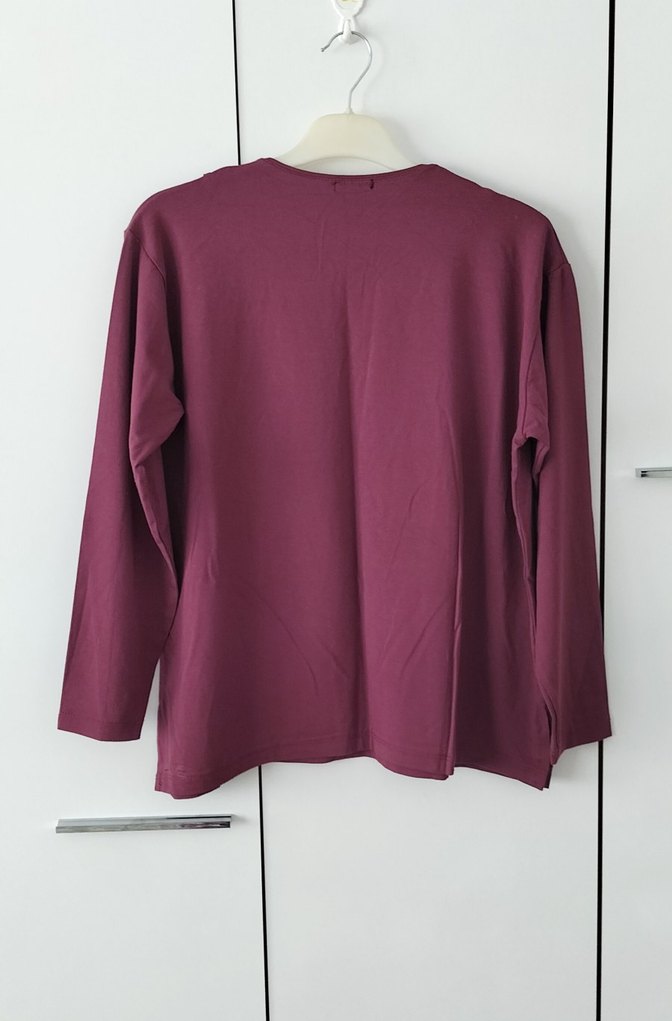 Bordo Uzun Kollu Nakışlı Payetli Bluz - Görsel 2